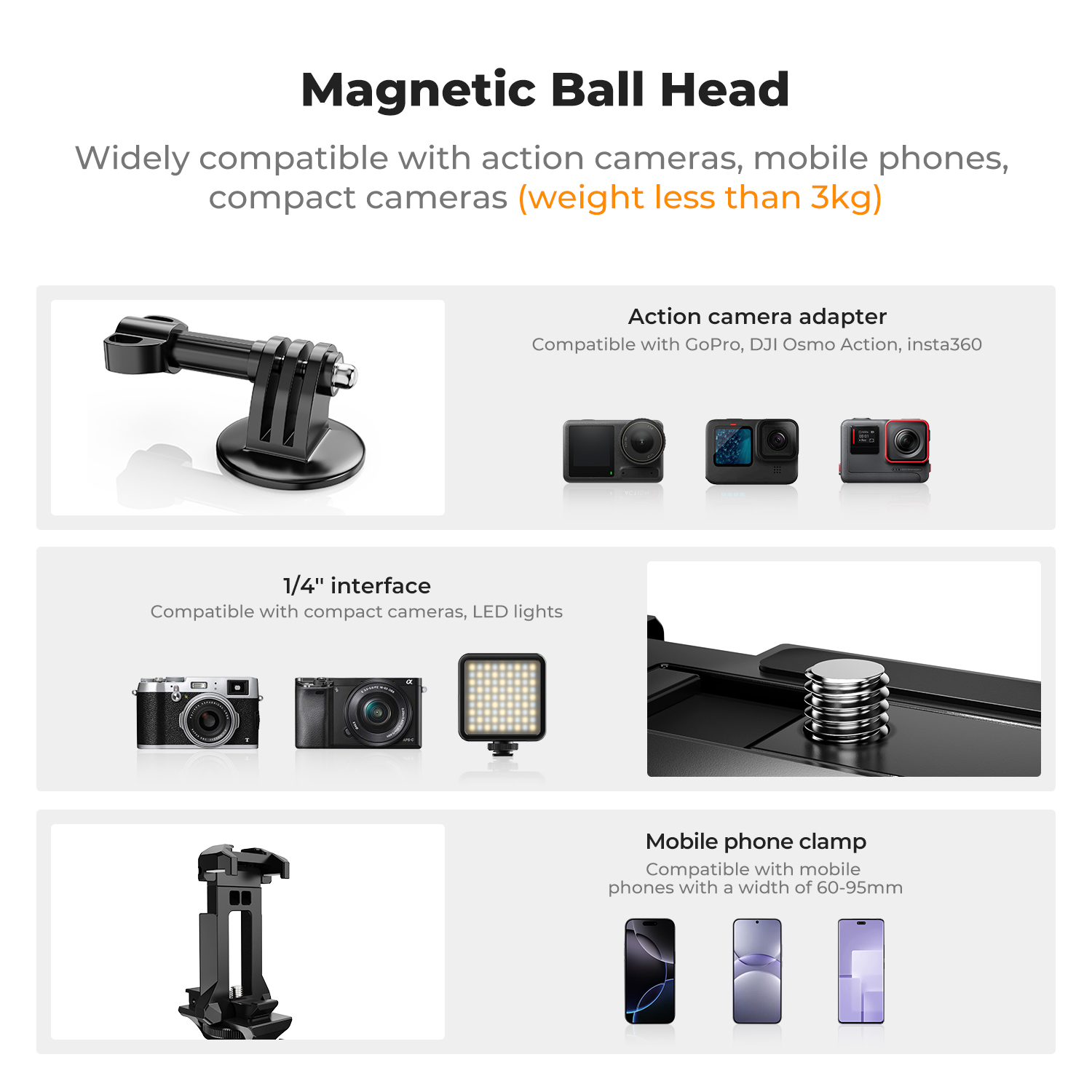 K&F CONCEPT 마그네틱 카메라 마운트 (고프로  - Gopro Action Camera Hero 12 Black 리뷰 및 가격