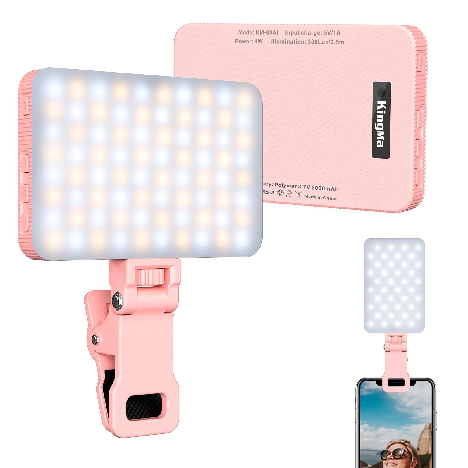 King Ma 핑크 충전식 셀카 라이트-휴대용 클립 온 - Photography Lighting Product 리뷰 및 가격