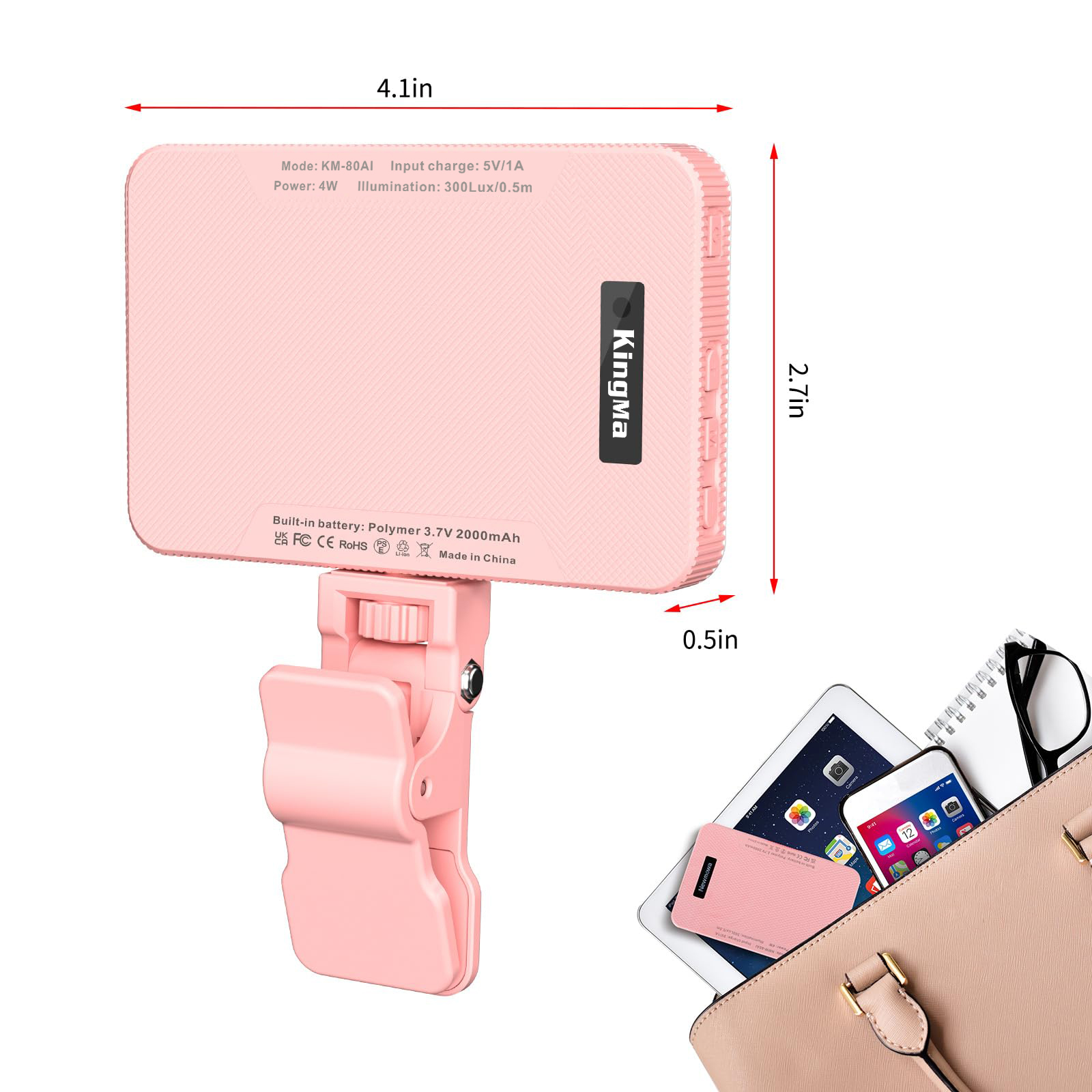 King Ma 핑크 충전식 셀카 라이트-휴대용 클립 온 - Photography Lighting Product 리뷰 및 가격