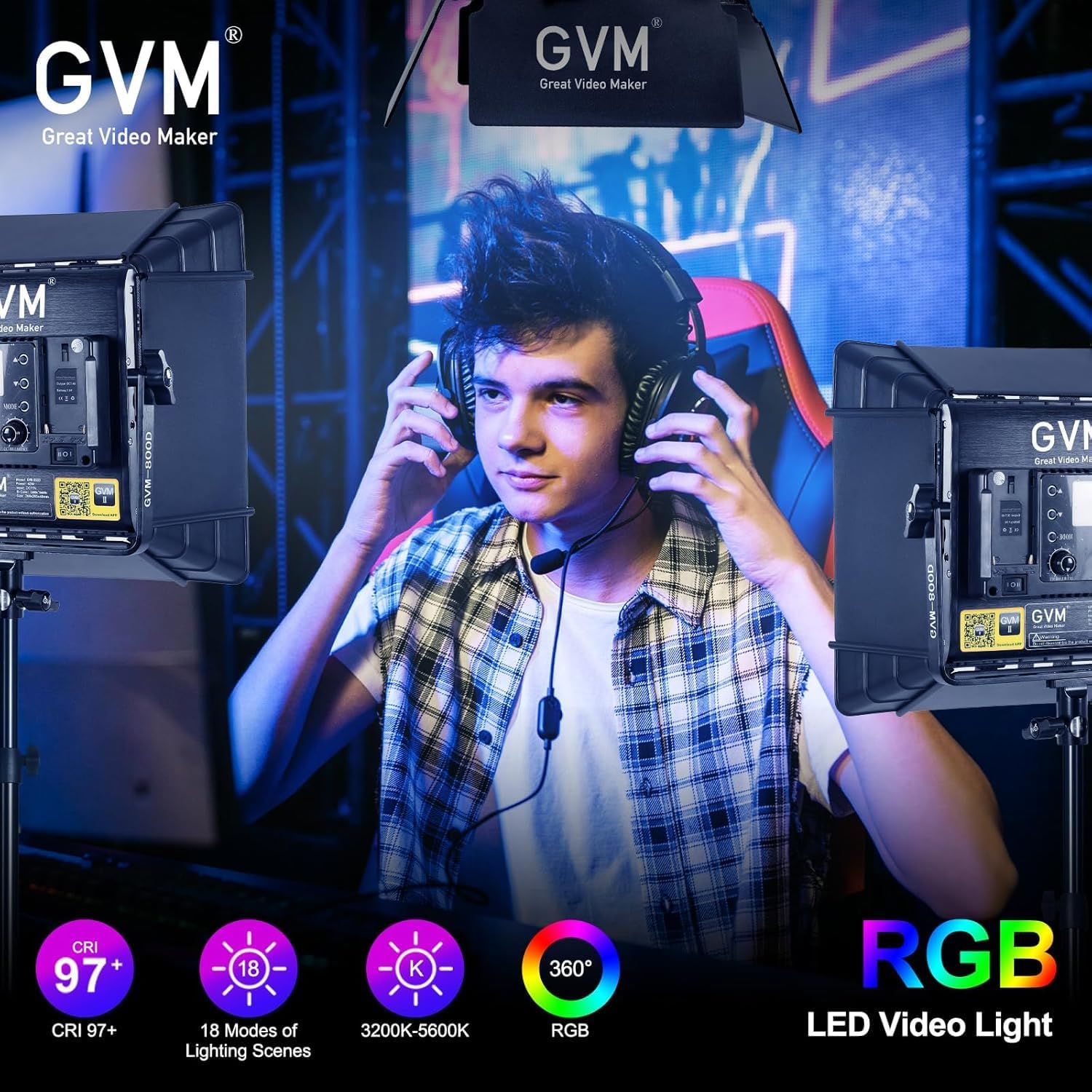 RGB LED 비디오 조명 키트, 3팩 스튜디오 비디오 - Photography Lighting Kit 리뷰 및 가격