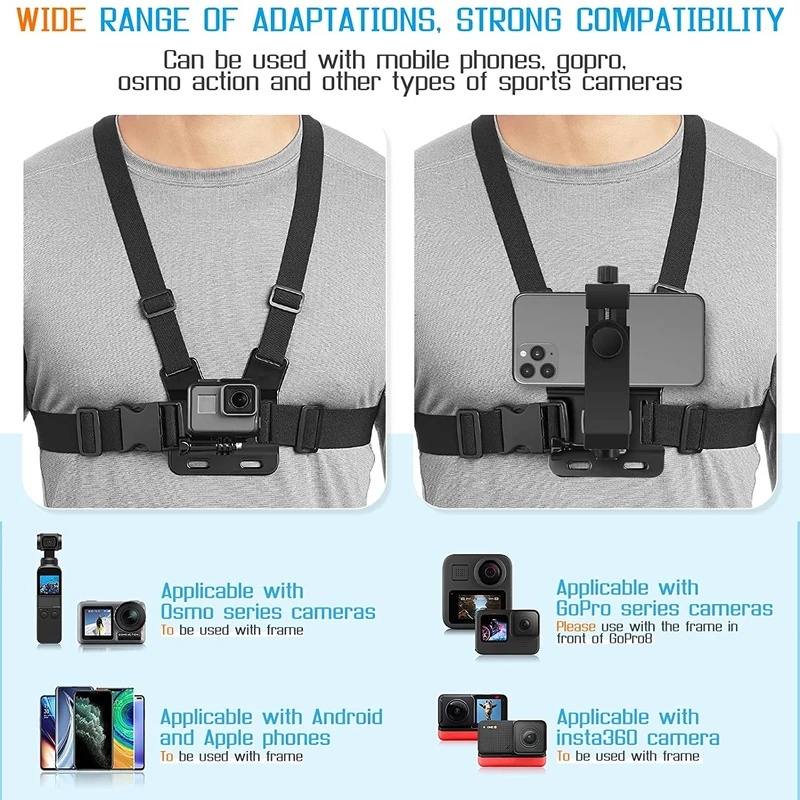 아이폰 14 홀더용 휴대폰 가슴 스트랩 마운트 벨트,  - Gopro Action Camera Hero 12 Black 리뷰 및 가격